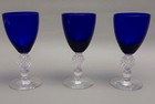 Antique Morgantown Golf Ball Ritz Blue Wine Glasses     Set Of 3  3 Oz
