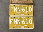 Rare Nos 1970 Michigan License Plate Plates Pair All Original Camaro Mustang