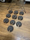 Antique Old Cast Iron Hanging Balance Scale Weights Hanger Plates Lb Parts Lot