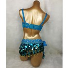 Women Belly Dance Costume Beaded Sequin Bra Belt 2pcs set Outfit Dancer Wear