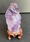 Chinese Carved Quartz Buddha With Wooden Stand 5 5   