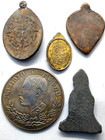 5 Pcs Thai Buddhist Amulet Lot Vintage Antique Bronze Lucky Protection Talisman