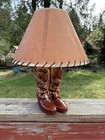 Vintage 50   s Mccoy Western Brown Cowboy Boots Lamp W  Shade Lamp Works  read 