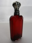 Ruby Faceted Cut Glass French Perfume Scent Bottle With Silver Mount Antique