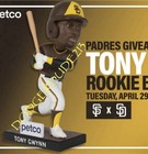  presale           San Diego Padres Tony Gwynn 4 29 25 Rookie Bobblehead         