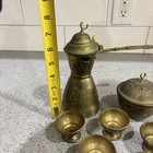 Antique Vintage Middle East Brass Turkish Coffee Pot  Set Sugar Bowl 6 Cups