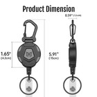 Steel Retractable Cord Keychain Anti Theft Id Badge Holder Reel Carabiner  1 Pc 
