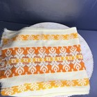 Vtg Scandinavian Handwoven Table Runner 32x15 Retro Orange Yellow Floral Fringe