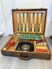 Rare Vintage Travel Casino Game Set Backgammon Roulette Chess Poker Chips H c f 