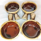 4 Vtg Mccoy French Onion Soup Handled Bowls Brown Drip Glaze Read Discription