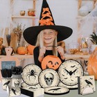 Vintage Halloween Plates And Napkin - 144pcs Bat Spider Crow Skull Spooky Theme