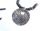 Rustic Sterling Silver 925 Black Spinel Pebble Tag Necklace 17 5 
