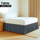 Wrap Around Twin Bed Skirt  Easy Fit Elastic Belt  16 Inch Drop  Grey
