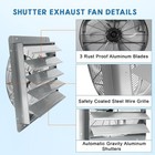 24  Shutter Exhaust Fan 3500 Cfm High Speed Wall Mount Garage Shop Attic Shed