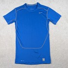 Nike Pro Combat Shirt Mens Xl Blue Dri-fit Compression Short Sleeve Training