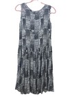 Vintage Black   White Geometric Dress Women   s S Sleeveless Button Front Retro