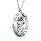Women s Saint Christopher Medal Pendant Necklace - Silver Alloy  18  2  Chain
