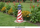 Amish-made Red  White    Blue Patriotic Lighthouse With Lighting - In 12 Sizes 
