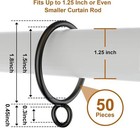 50 Pack Metal Curtain Rings With Eyelets  1 5 Inch Inner Diameter Black 