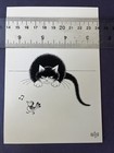 Cat Watching Singing Bird Albert Dubout French Artist Print Black Cat Pounce Cat