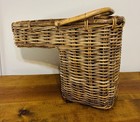 Vtg Woven Wicker Rattan Stair Step Farmhouse Basket