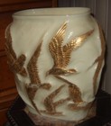 Very Old Phoenix Glass Vase Flying Seagulls Decorative Great Style