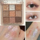 9 Colors Glitter Shimmer Eyeshadow Makeup Palette  Korean Sparkle Neutral  13 
