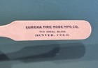 Antique C1905 Celluloid Letter Opener Advertising Eureka Fire Hose Mfg Denver Co