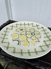 Vintage Mid Century Modern 1970s Floral Plaid Pattern Retro Platter