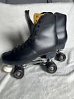 Vintage Chicago Black Leather Mens Roller Skates Wheels Size 12