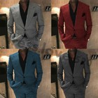 Black white Houndstooth Tweed  Men Suits Groom Prom Wedding Tuxedos Peak Lapel