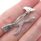 Old Pawn Sterling Silver Vintage Southwestern Turquoise Roadrunner Bird Brooch