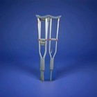 Adjustable Height Underarm Crutches Pair Gray silver Aluminum W  Pads  Grip