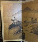 Vtg Japanese 4 Panel Folding Screen Village Life Landscape 72    X 36     36    X 18    