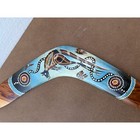 Vintage Australian Aboriginal Wood Boomerang Hand Painted Kangaroo Dot Art 16in
