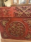 Vintage Chinese Red Lacquer Wedding Chest Trunk Carved Hope Chest Asian