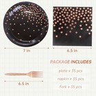 7 Inch Black   Rose Gold Party Supplies For 35 Guests Plates Napkins Wedding