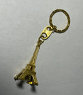 Vintage Eiffel Tower Paris France Gold Tone Souvenir Novelty Key Chain Vtg