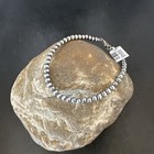 Native American Navajo 4mm Beads 7    Sterling Silver Bracelet 90407