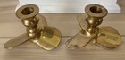 2001 Vintage Brass Nautical Propeller Candlestick Holders  Set Of 2