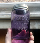 Pint Mason s Patent 1858 Beautiful Amethyst Pint 1890s Fruit Jar With Zinc Lid