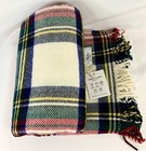 Classic Tartan Plaid- 100  Merino Wool Throw Blanket W Fringe 54 x62 - New W Tag