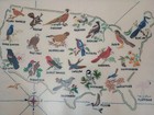 Hand Embroidery State Birds Map Framed 26 58x 21 18