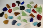 Colored Glass Pieces Chunks Green Blue Red Lot 29  Rough Craft Decor Multi Color