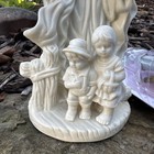 Vintage Bisque Guardian Angel With Child Figurine Night Light Lamp 7   tall
