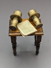 Two Vintage Miniature Dollhouse Solid Brass Table Lamps With Phone Directory