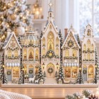 White Christmas Village Wooden Block 2d Flat  Winter Town Hall   Bakery Decor