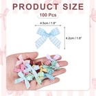 100 Pcs Mini Gingham Ribbon Bows 1 8 Inch Satin Ribbon Bows  Pale Blue White