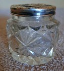 Vintage Cut Crystal Vanity Jar With Silver Lid Trinket Powder Jar 