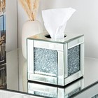 Mirrored Tissue Box Cover Holder square Glass Tissue Holder With Crushed Diamond